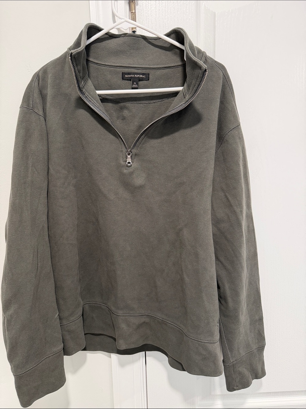 Banana Republic Men's Olive Green quarter -Zip Pullover